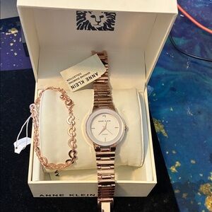 New Anne Klein Rose Gold Watch and Bracelet Set